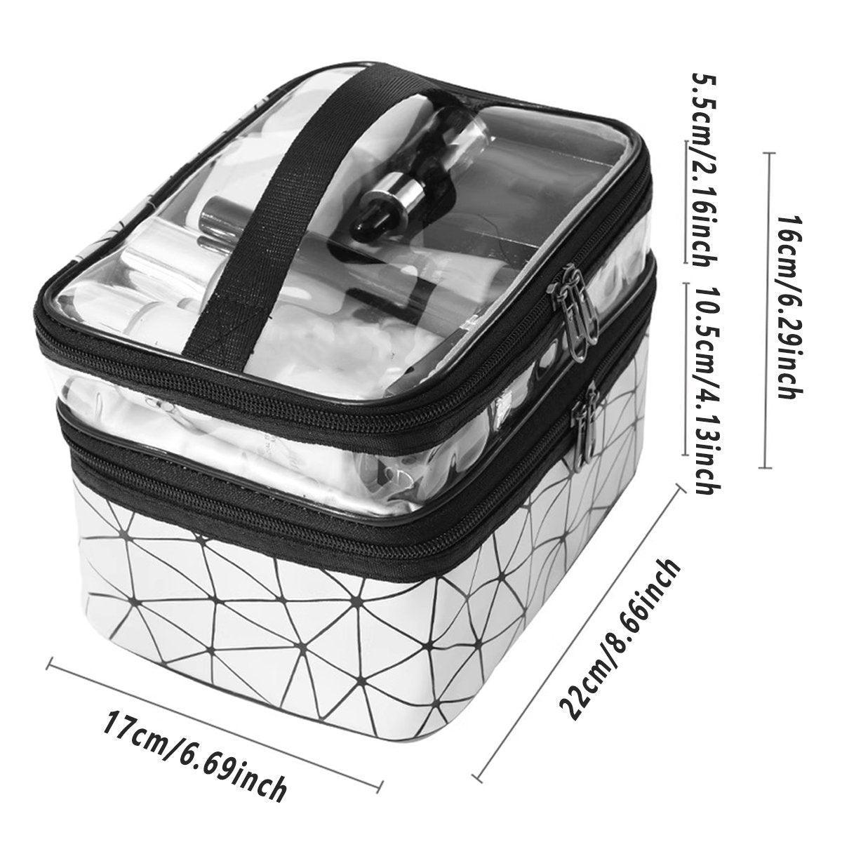 Portable Double-Layer Large Capacity Waterproof Cosmetic Bag Travel Toiletry Bag - Blue V528-MAKEUP-BAG-BLUE-989251