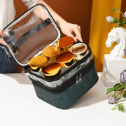 Portable Double-Layer Large Capacity Waterproof Cosmetic Bag Travel Toiletry Bag - Blue V528-MAKEUP-BAG-BLUE-989251