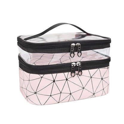 Portable Double-Layer Large Capacity Waterproof Cosmetic Bag Travel Toiletry Bag - Blue V528-MAKEUP-BAG-BLUE-989251