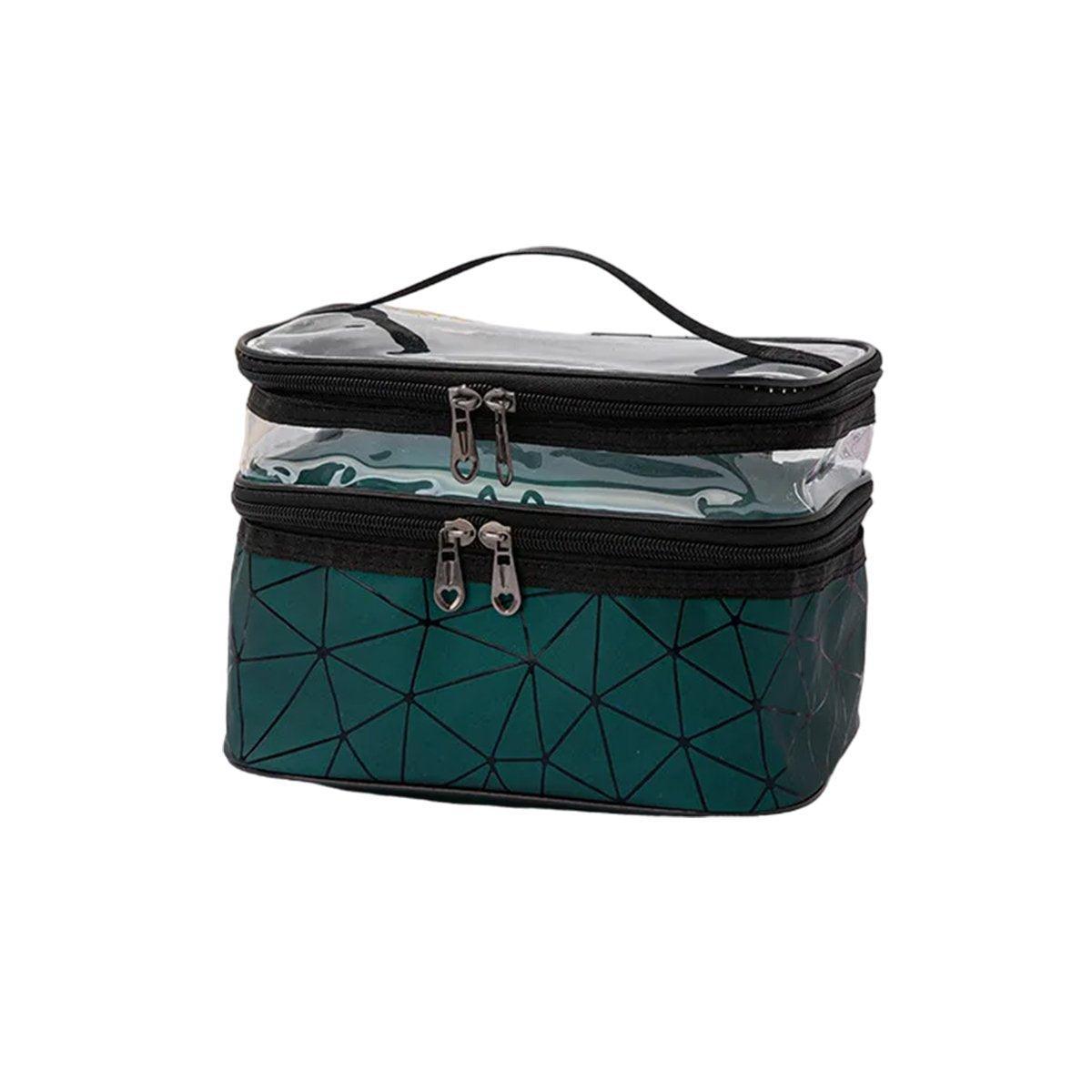 Portable Double-Layer Large Capacity Waterproof Cosmetic Bag Travel Toiletry Bag - Blue V528-MAKEUP-BAG-BLUE-989251