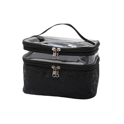 Portable Double-Layer Large Capacity Waterproof Cosmetic Bag Travel Toiletry Bag - Dark Pink V528-MAKEUP-BAG-DARK-PINK-265452