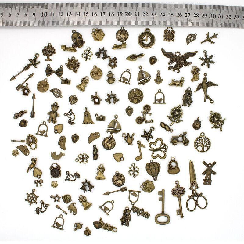 Mixed Tibetan Charms Pendants 50g Silver Bronze for Jewellery DIY Craft Making - Silver V528-MAKINGCRAFT-50G-SILVER-645855