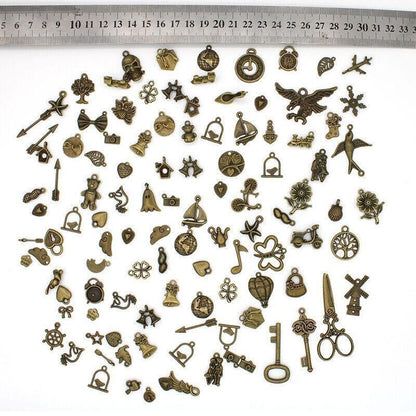 Mixed Tibetan Charms Pendants 50g Silver Bronze for Jewellery DIY Craft Making - Silver V528-MAKINGCRAFT-50G-SILVER-645855