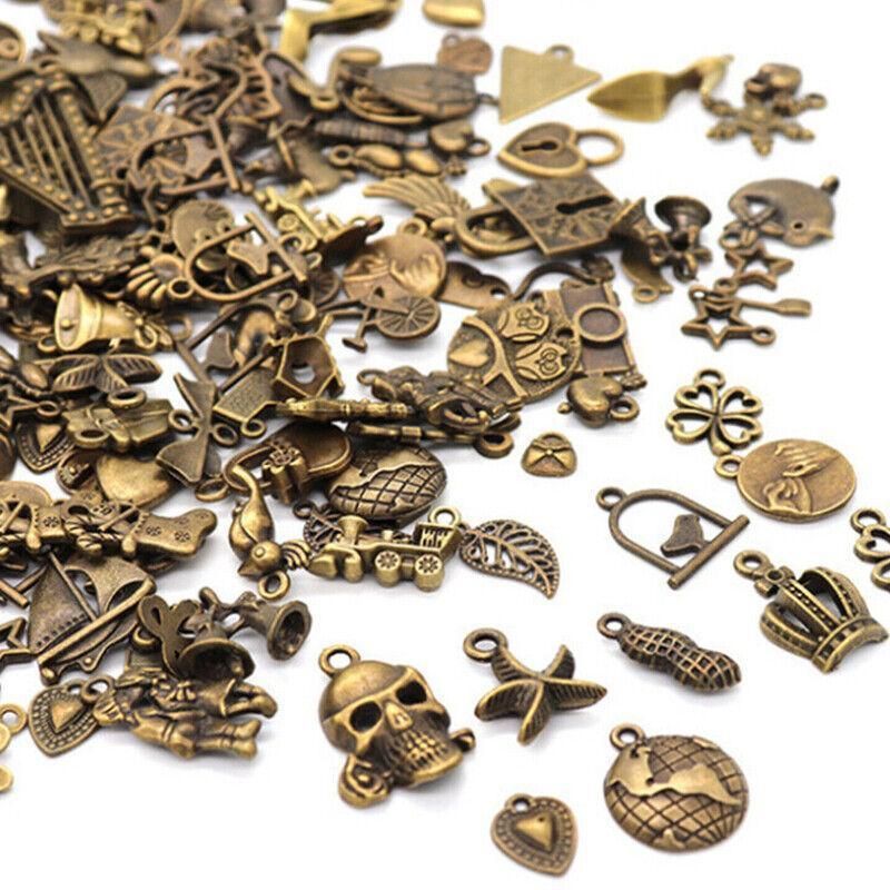 Mixed Tibetan Charms Pendants 50g Silver Bronze for Jewellery DIY Craft Making - Silver V528-MAKINGCRAFT-50G-SILVER-645855