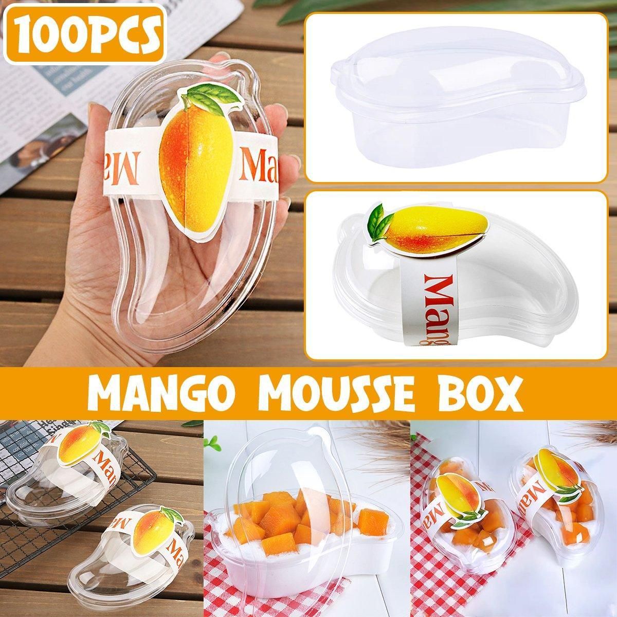 100PCS Clear Cake Boxes for Mousse Fruit Mango Layered Desserts Ice Cream Pastry V528-MANGO-BOX-100PCS-650256