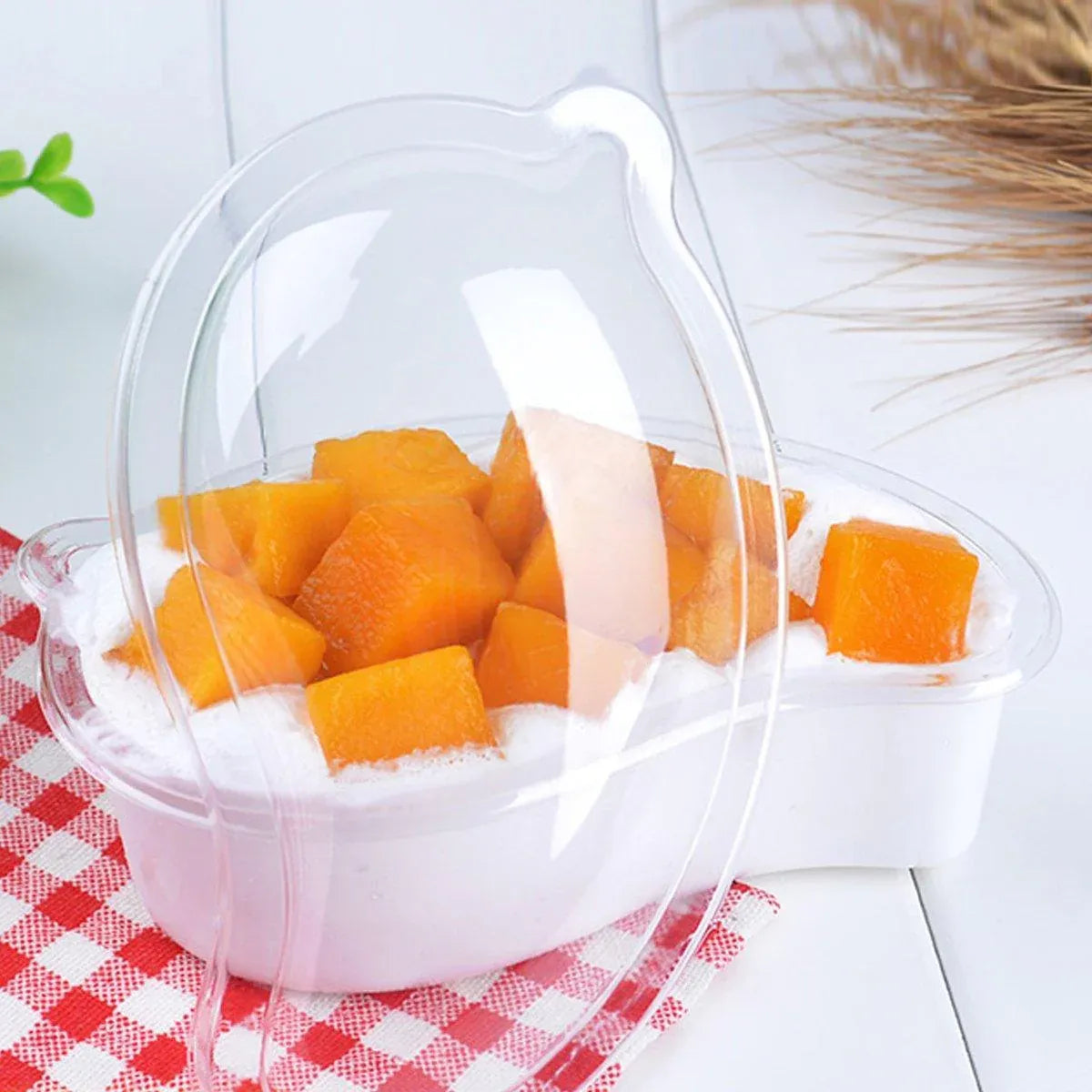100PCS Clear Cake Boxes for Mousse Fruit Mango Layered Desserts Ice Cream Pastry V528-MANGO-BOX-100PCS-650256