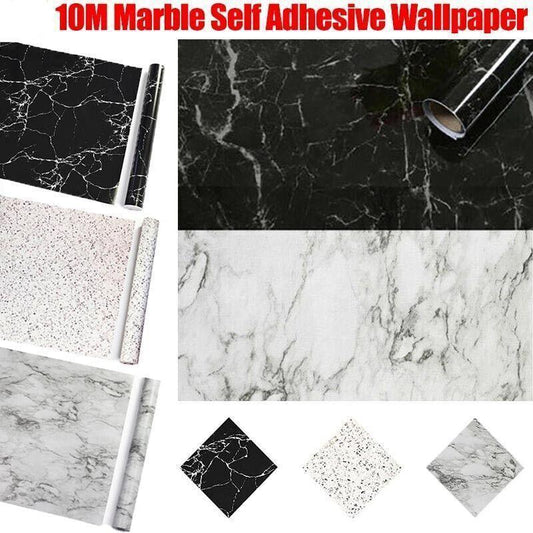 10M Marble Self-Adhesive PVC Wall Sticker Wallpaper Decor - White Marble-B V528-MARBLESTICKER-HZ4008-104267