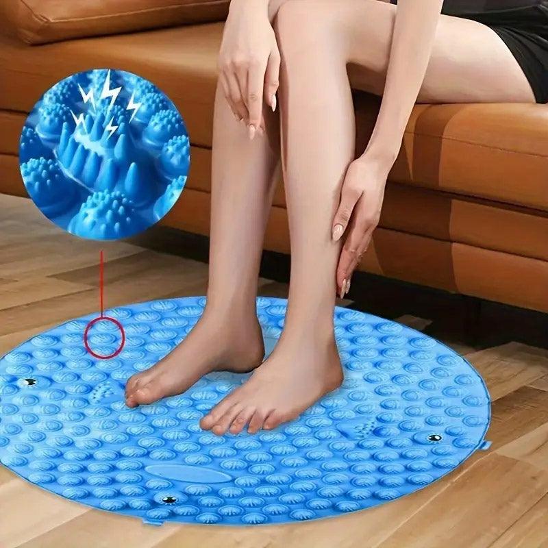 37/55cm Soft Silicone Circular Foot Mat with Textured Surface - Blue-55cm V528-MASSAGE-55CM-BLUE-389179