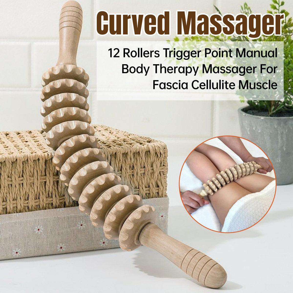 Wooden 12Roller Massage Stick Meridian Therapy Neck Back Thigh Muscle Relaxation V528-MASSAGE-STICK-628939