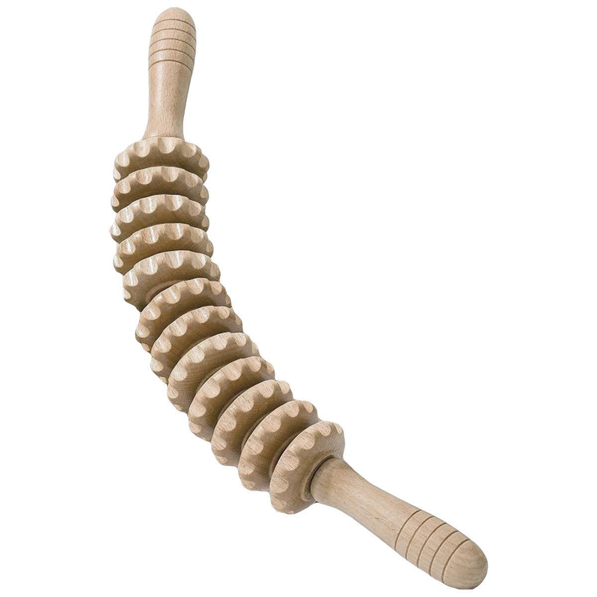 Wooden 12Roller Massage Stick Meridian Therapy Neck Back Thigh Muscle Relaxation V528-MASSAGE-STICK-628939