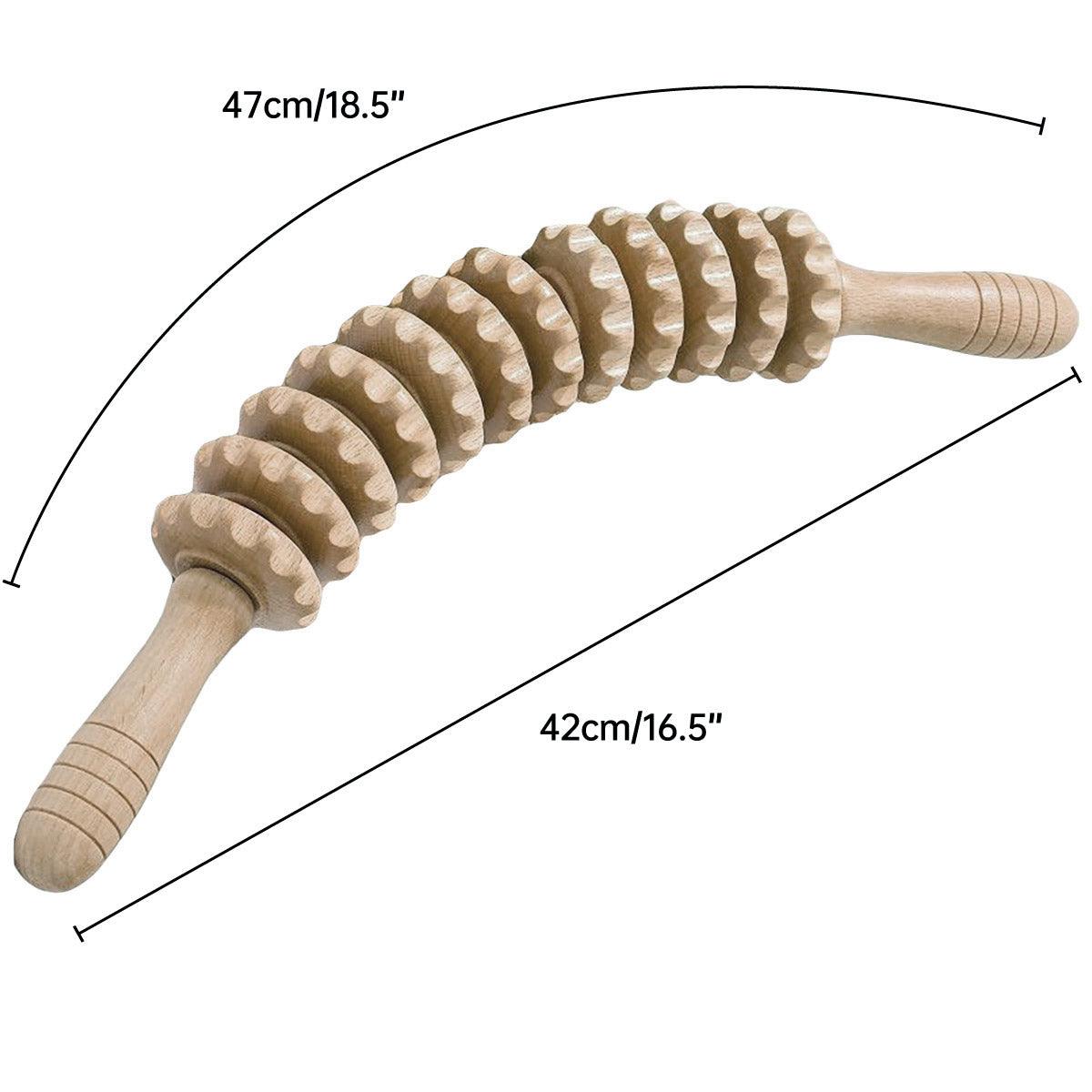 Wooden 12Roller Massage Stick Meridian Therapy Neck Back Thigh Muscle Relaxation V528-MASSAGE-STICK-628939