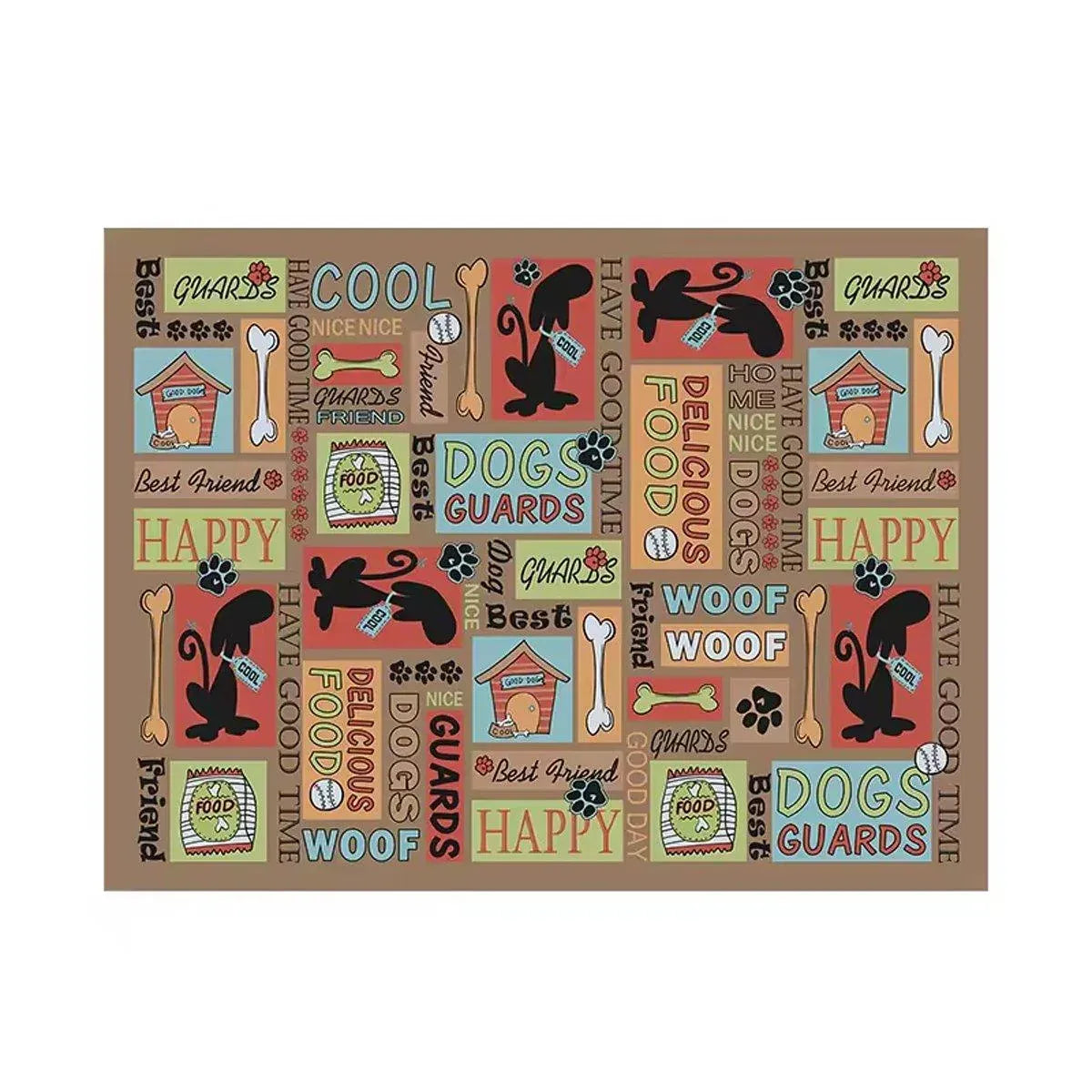 Waterproof Pet Floor Mat Carpet For Dog Cage Feeding Area Anti Slip Washable - Dog-Brown V528-MAT-GGDJ-45X60-178915