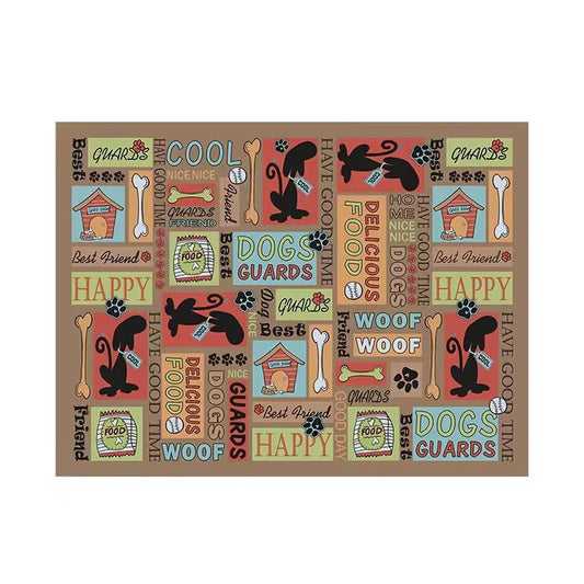 Waterproof Pet Floor Mat Carpet For Dog Cage Feeding Area Anti Slip Washable - Dog-Brown V528-MAT-GGDJ-45X60-178915