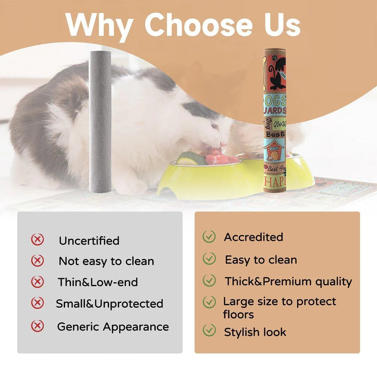Waterproof Pet Floor Mat Carpet For Dog Cage Feeding Area Anti Slip Washable - Dog-Brown V528-MAT-GGDJ-45X60-178915