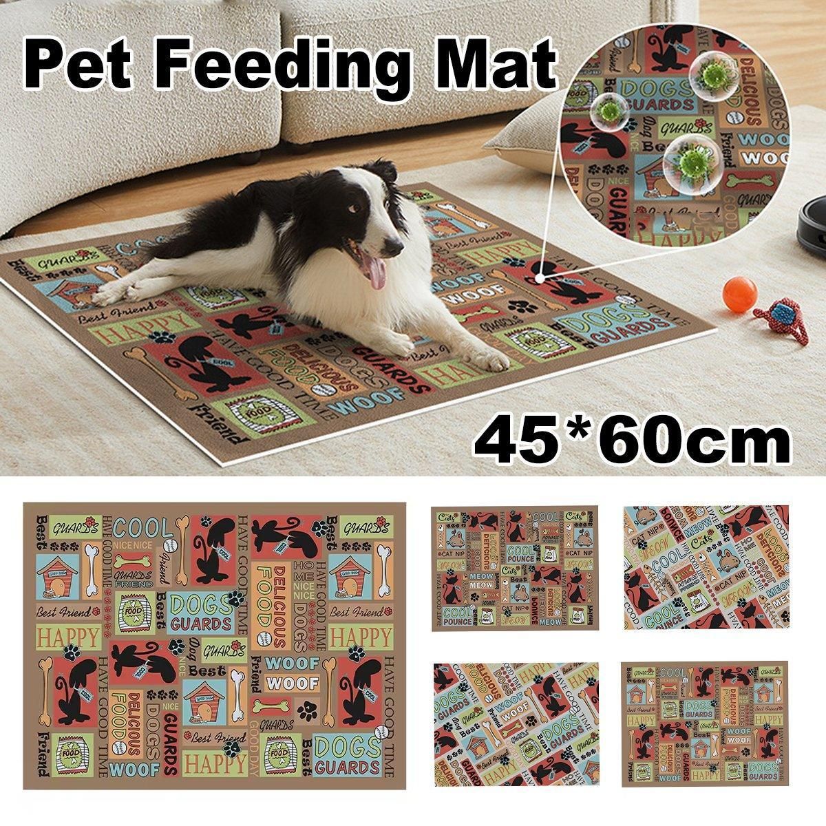 Waterproof Pet Floor Mat Carpet For Dog Cage Feeding Area Anti Slip Washable - Cat-White V528-MAT-MMJC-45X60-917113