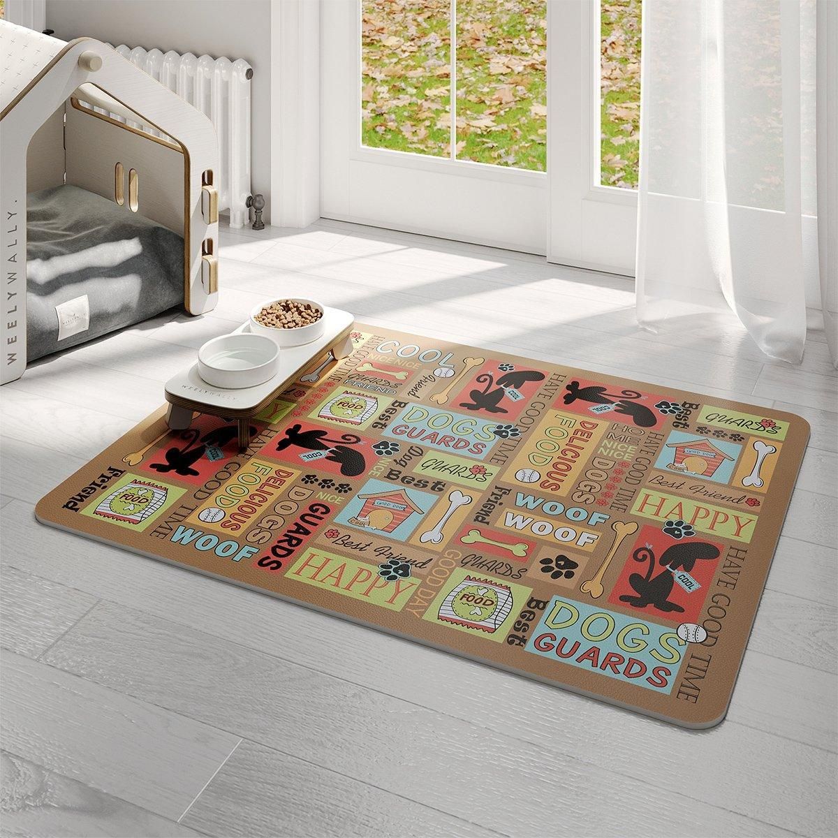 Waterproof Pet Floor Mat Carpet For Dog Cage Feeding Area Anti Slip Washable - Cat-White V528-MAT-MMJC-45X60-917113