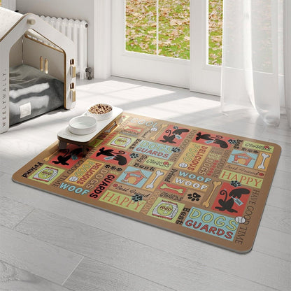 Waterproof Pet Floor Mat Carpet For Dog Cage Feeding Area Anti Slip Washable - Cat-White V528-MAT-MMJC-45X60-917113