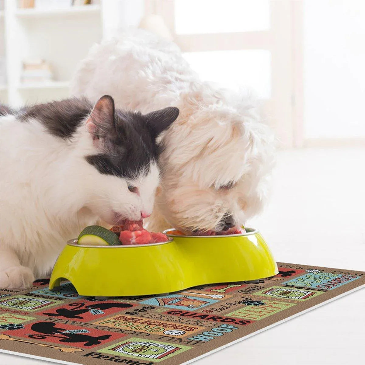 Waterproof Pet Floor Mat Carpet For Dog Cage Feeding Area Anti Slip Washable - Cat-White V528-MAT-MMJC-45X60-917113