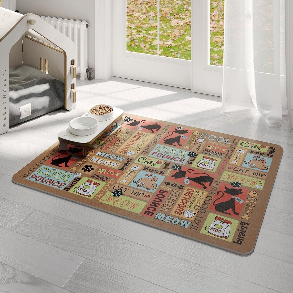 Waterproof Pet Floor Mat Carpet For Dog Cage Feeding Area Anti Slip Washable - Cat-White V528-MAT-MMJC-45X60-917113