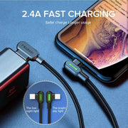 Mcdodo Fast Usb Cable Heavy Duty Charging Syn Charger Type-C 90 Degree Angle - 1.2m