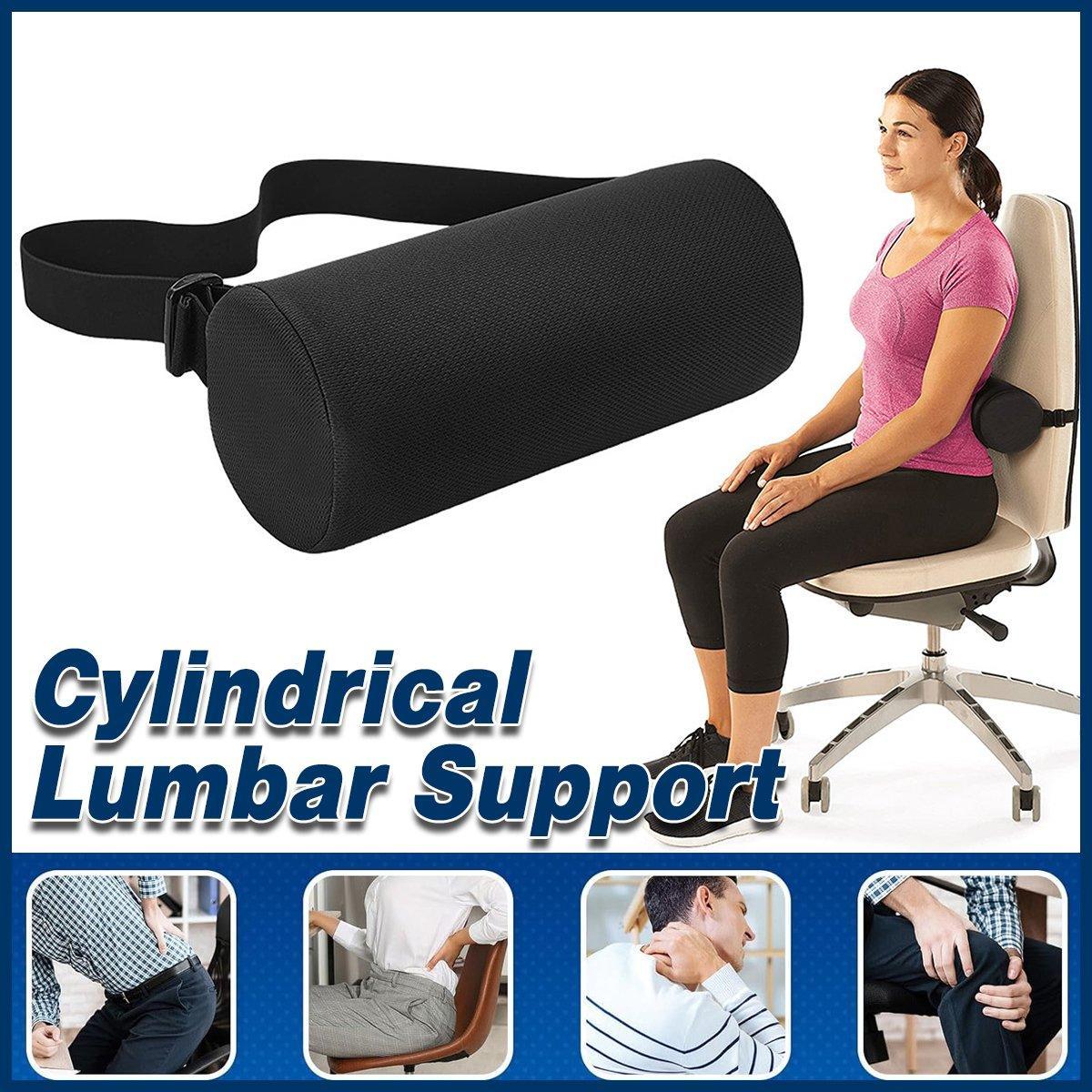 Adjustable Multi-functional Lumbar Support Pillow Small Cylindrical Back Cushion V528-MCKENZIE-LUMBAR-BLACK-925687