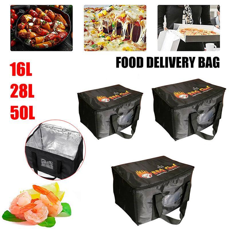 Insulated Food Delivery Bag Thermal Pizza Takeaway Cooler Storage 16L 28L 50L - 16L-28x19x20cm V528-MEALDELIVERYBAG-16-654114
