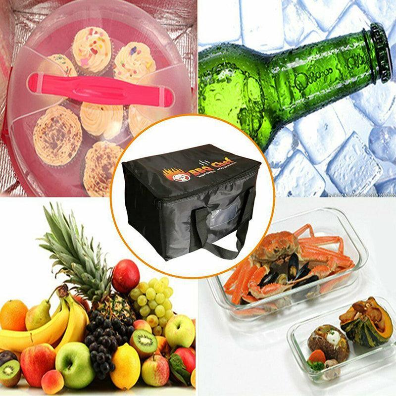 Insulated Food Delivery Bag Thermal Pizza Takeaway Cooler Storage 16L 28L 50L - 16L-28x19x20cm V528-MEALDELIVERYBAG-16-654114