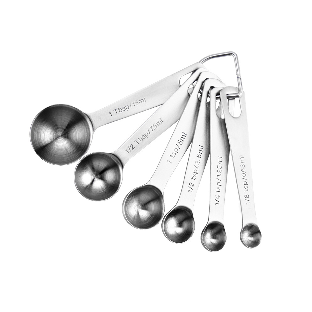 6PCS Measuring Cups Spoons 304 Stainless Steel Baking Tools With Scale Set V528-MEASURING-SPOON-6PCS-702114