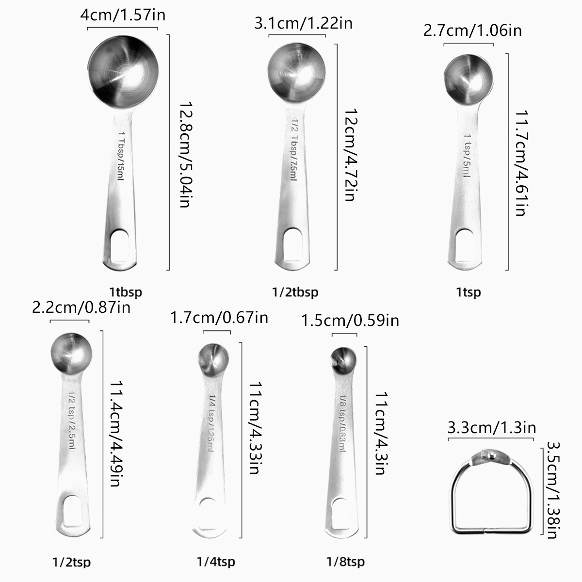 6PCS Measuring Cups Spoons 304 Stainless Steel Baking Tools With Scale Set V528-MEASURING-SPOON-6PCS-702114