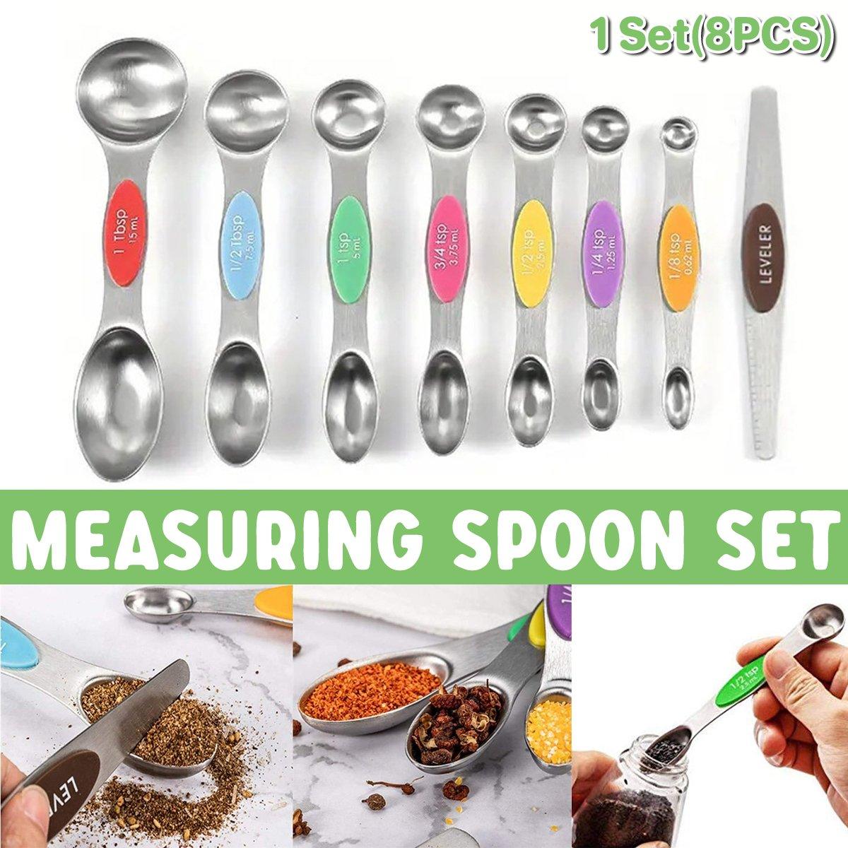8pcs Stainless Steel Dual Head Measuring Spoon Set Kitchen Baking Cooking Tools V528-MEASURING-SPOON-8PCS-457841