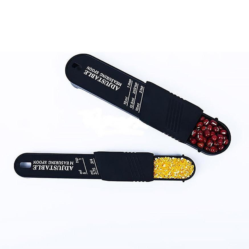 2PCS Adjustable ml Gram Plastic Measuring Spoon Scale Kitchen For Metering Spoon - Black V528-MEASURING-SPOON-BLACK-743580