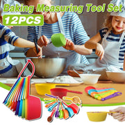 12PCS Plastic Measuring Spoon and Cup Set Baking Tools for Cake Milk Powder V528-MEASURING-TOOL-12PCS-869225