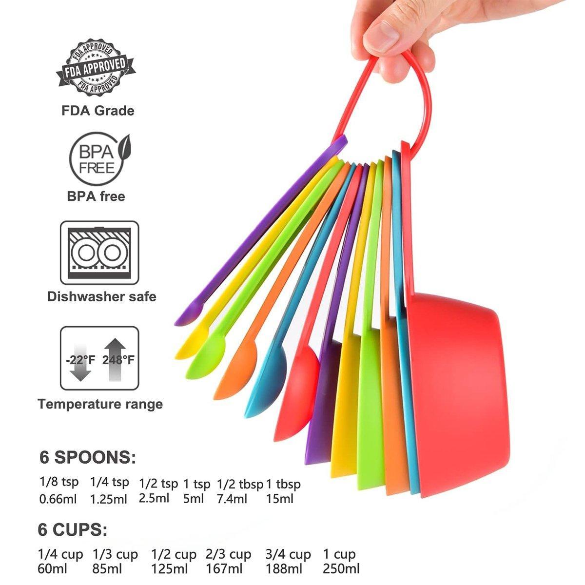 12PCS Plastic Measuring Spoon and Cup Set Baking Tools for Cake Milk Powder V528-MEASURING-TOOL-12PCS-869225