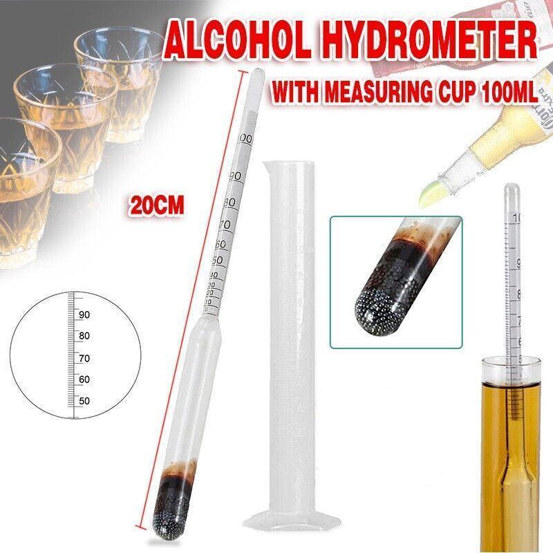 Alcohol Meter Hydrometer 0-100 Percent with 100ml Measuring Cup for Distilling V528-MEASURINGINSTRUMENT-18780