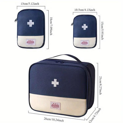 Set of 3 Portable Travel Medical Bags Organiser for Home Emergency Storage Use - Navy V528-MEDICAL-3PCS-NAVY-864807