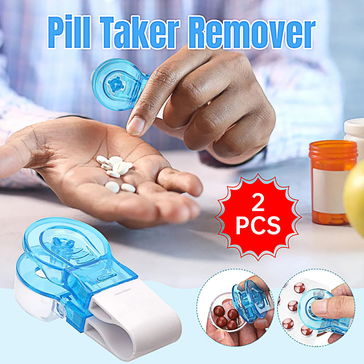 2 Pieces Pill Remover Tool for Blister Pack Tablet Opener Portable Extractor Aid V528-MEDICINE-DISPENSER-2PCS-144577