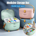 2 Layer Portable First Aid Kit Emergency Medicine Chest Organizer Storage Box - Green V528-MEDICINE-GREEN-156128