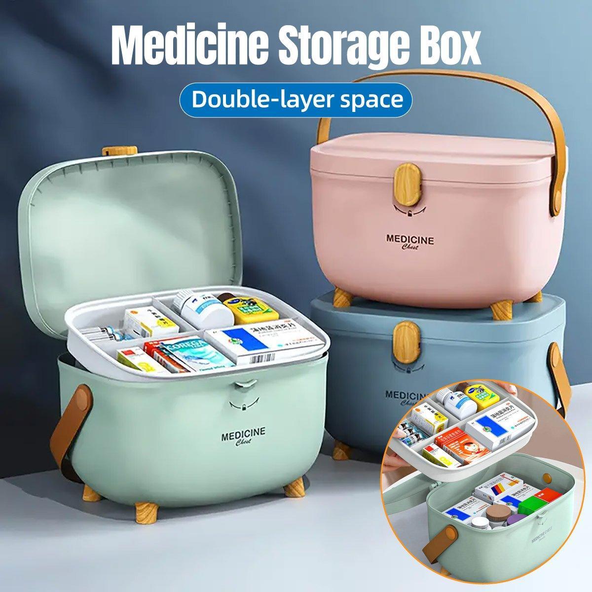 2 Layer Portable First Aid Kit Emergency Medicine Chest Organizer Storage Box - Green V528-MEDICINE-GREEN-156128
