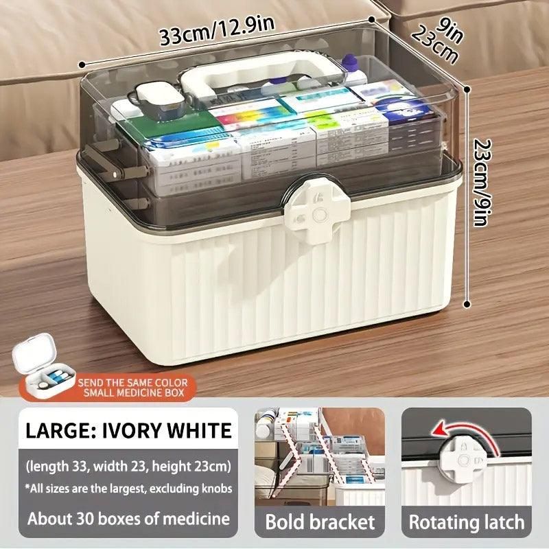 Large Capacity Medicine Cabinet Multi Layer Storage Box for Household First Aid - Blue V528-MEDICINE-KIT-BLUE-253885