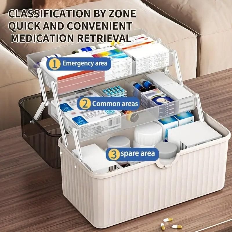 Large Capacity Medicine Cabinet Multi Layer Storage Box for Household First Aid - Blue V528-MEDICINE-KIT-BLUE-253885