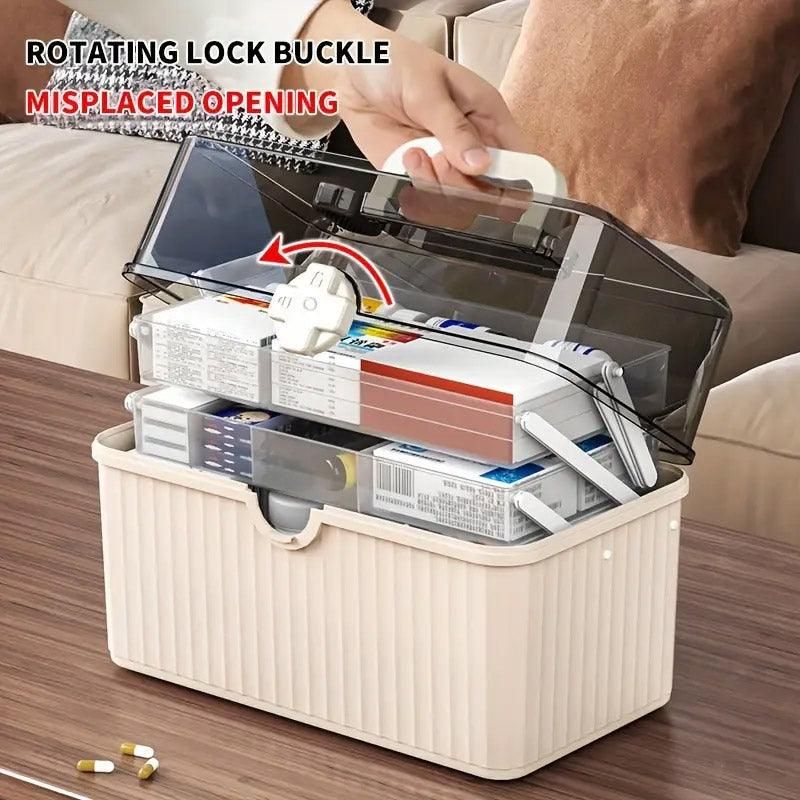 Large Capacity Medicine Cabinet Multi Layer Storage Box for Household First Aid - Blue V528-MEDICINE-KIT-BLUE-253885
