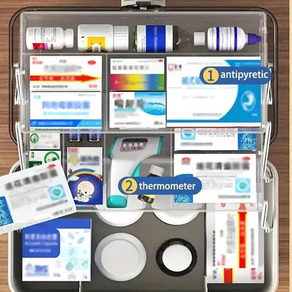 Large Capacity Medicine Cabinet Multi Layer Storage Box for Household First Aid - Blue V528-MEDICINE-KIT-BLUE-253885