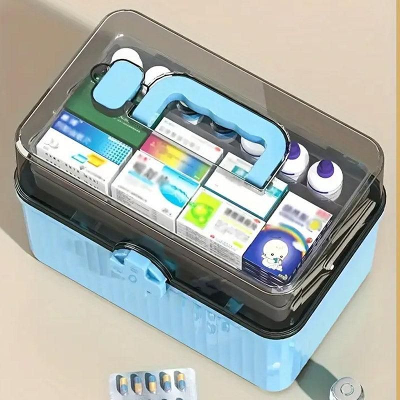 Large Capacity Medicine Cabinet Multi Layer Storage Box for Household First Aid - Blue V528-MEDICINE-KIT-BLUE-253885