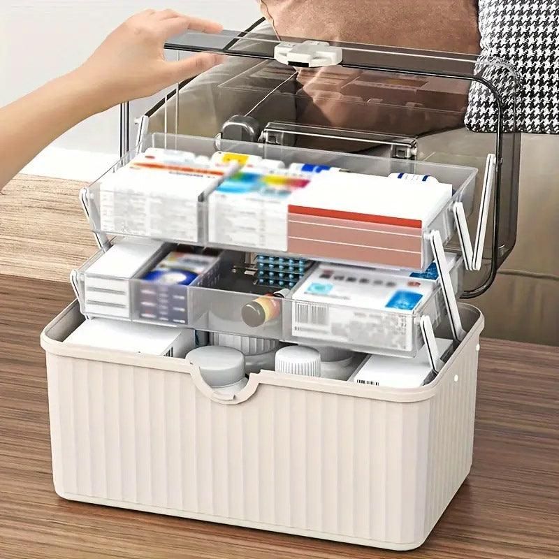 Large Capacity Medicine Cabinet Multi Layer Storage Box for Household First Aid - Blue V528-MEDICINE-KIT-BLUE-253885
