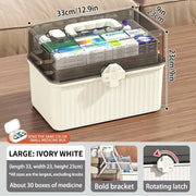 Large Capacity Medicine Cabinet Multi Layer Storage Box for Household First Aid - White V528-MEDICINE-KIT-WHITE-707125