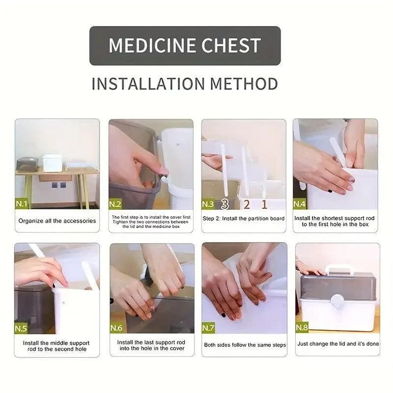 Large Capacity Medicine Cabinet Multi Layer Storage Box for Household First Aid - White V528-MEDICINE-KIT-WHITE-707125