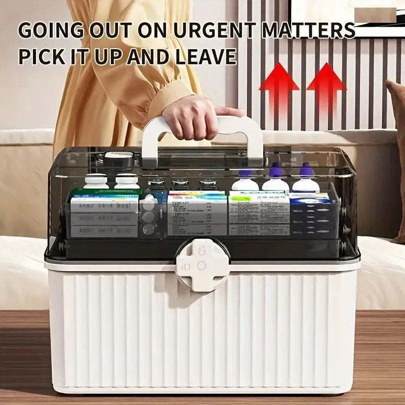 Large Capacity Medicine Cabinet Multi Layer Storage Box for Household First Aid - White V528-MEDICINE-KIT-WHITE-707125