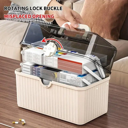 Large Capacity Medicine Cabinet Multi Layer Storage Box for Household First Aid - White V528-MEDICINE-KIT-WHITE-707125