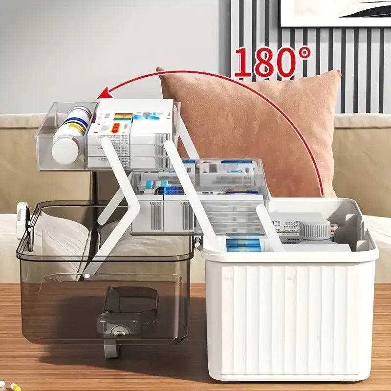 Large Capacity Medicine Cabinet Multi Layer Storage Box for Household First Aid - White V528-MEDICINE-KIT-WHITE-707125