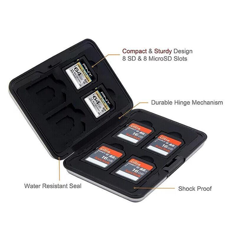 Waterproof Memory Card Case Holder for SD MicroSD SDHC TF Cards Black Silver - Silver V528-MEMORYCARD-SILVER-226010